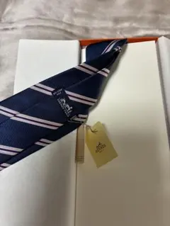 HERMES ネクタイ ネイビー ストライプ