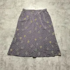 【フレアスカート】 柄スカート レディース 古着 ミモレ丈 ウエストゴム 総柄