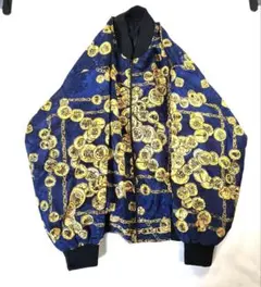 【美品】STUSSY ステューシー チェーン柄 ボンバージャケット スカジャン 美品】STUSSY ステューシー チェーン柄 ボンバージャケット スカジャン
