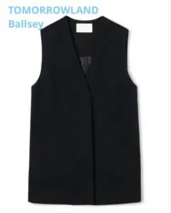 美品　Ballsey レノクロスジャージー Vカラーミドルジレ ネイビー　36