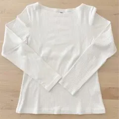 ユニクロ リブボートネックT ホワイト L 2020