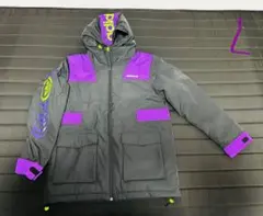 【新品未使用】アディダス フード付きベンチコート ブラック/パープル