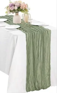ガーゼテーブルランナー　60×300cm 6個セットグリーン　ウェディング　装飾