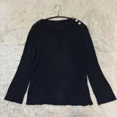 23区 リネン100% 肩ボタン ボートネック ニット 38 サマーニット 編み