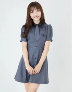 合皮衿タイ付きワンピース アンクルージュ