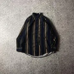 【90sオールド】コーデュロイ　ストライプ　BDヴィンテージL/Sシャツ　古着
