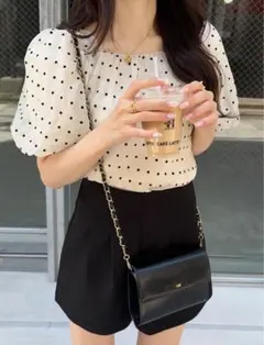 GRL ハイウエストタックショートパンツ[at1647] Sサイズ ブラック