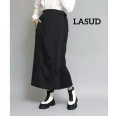 LASUD 異素材切り替えピンタックスカート