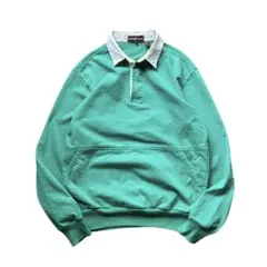 90’s〜 savile row ラガーシャツ L グリーン カンガルーポケット