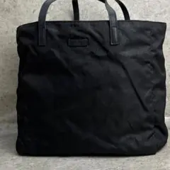 ✨良品✨ グッチ トートバッグ GG柄 ロゴ型押し A4収納 ブラック 黒色 