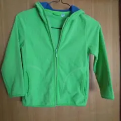 UNIQLO フリースジャケット 120 蛍光緑っぽいフード付き