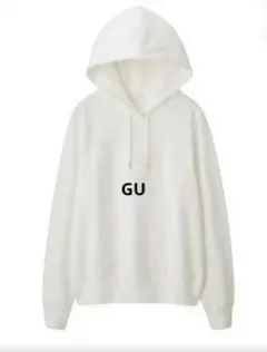 ★良品☆GU　ホワイトフード付パーカー　ポケット付