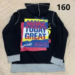 160 baby doll 長袖　パーカー　ジップアップ　黒　グレー　プリント