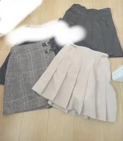 プリーツ、タイトスカート4点セット　レザー