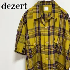 dezert オープンカラーシャツ 半袖　イエローチェックのサムネイル