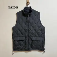 美品 TAION ミリタリー リブハイネックWジップ ダウンベスト XXL