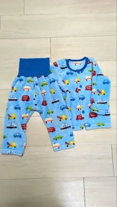 青色 車と飛行機 モコモコパジャマ