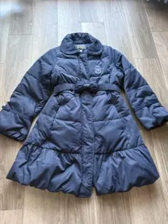 メゾピアノ　ネイビー フリル付きダウンコート