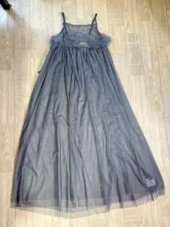 【新品】チュールキャミワンピース　しまむら　グレー　L