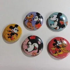 希少　レトロ　ミッキー・ミニー・プルート バッジ 5個セット