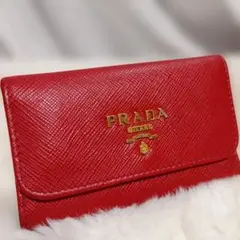 PRADA プラダ 三角プレート キーケース 6連 ナイロン PVC 赤 - メルカリ