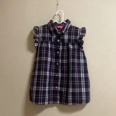 ネイビー系チェック 半袖シャツ 160