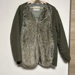 【美品】WHITE LINE 毛皮風ジャケット アウター カーキ ミリタリー