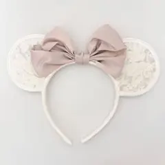 ディズニー ミニー カチューシャ ピンク ホワイト 白 リボン レース