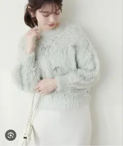値下げ！natural couture ミントグリーン　シャギー　ニット