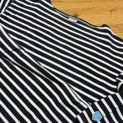 【美品フランス製】ORCIVALコットンロードボーダー薄黒白7部袖ロング丈 F