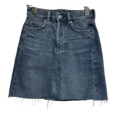 Ｈ＆Ｍ　ミニタイトスカート XS デニム ブルー フリンジ