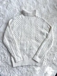 BEAMS HEART アイボリー ケーブル編み セーター M