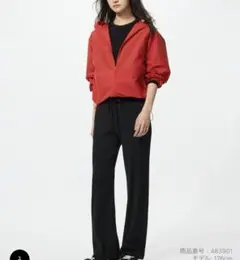 ウォッシャブルニットリブパンツ　丈長め　ユニクロ　UNIQLO ブラック　S