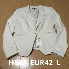 新品未使用エイチアンドエムH&M EUR42レディースL白ジャケット