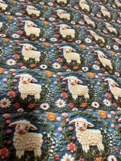 ‪ஐ‬⋆*刺繍ヒツジ 3Dプリント 生地ダブル幅約45×145