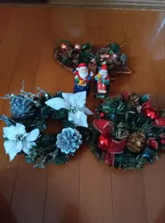 クリスマスリース サンタ人形セットのサムネイル