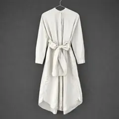 KBF ケービーエフ リボン 長袖 シャツワンピース ロング ベージュ