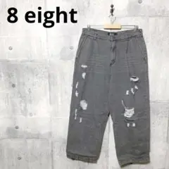 8 eight エイト メンズ ワイドダメージジーンズ ワイドダメージデニム L