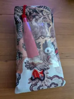 ふくちゃん様◆江戸大奥　和装トートバッグ 和柄　龍波濤模様 赤いタッセル付き