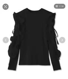 snidel フリルスリーブニットプルオーバー　黒