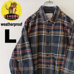 USA古着 weatherproof　ネルシャツL　ネイビーブラウン　チェックのサムネイル