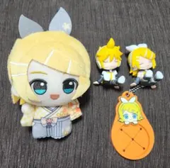 鏡音リン・レンちびぐるみvol.2桜デザイン、肩ズンfig2体、ラバー製ホルダー