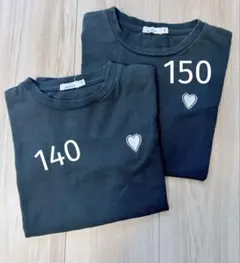 ペアマノン ハート刺繍 Tシャツ カットソー ブラック 140 150のサムネイル