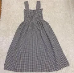 【中古品】　ギンガムチェック 胸ゴムワンピース