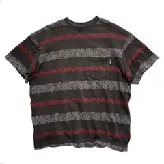 80's〜 old stussy 黒タグ 総柄 ボーダー Tシャツ 渦巻き