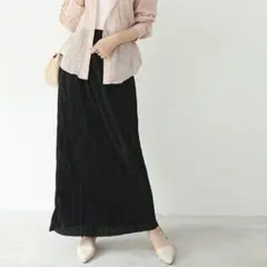 【新品未使用】 プリーツスカート マキシ丈 レディース ロング 黒 ブラック