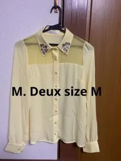 M.deux ビジュー付きイエローシャツ size M