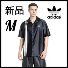 新品★黒★M★サマーシューティングトップ★メタリックオーバーサイズシャツ★半袖