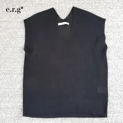 イーアールジー ニットベスト フレンチスリーブ Vネック レイヤード シンプル