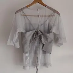 【美品】emmi エミ　シアートップス　ビスチェ　セット バックリボン グレーのサムネイル